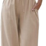 Duyang Womens Cotton Linen Palazzo Pants