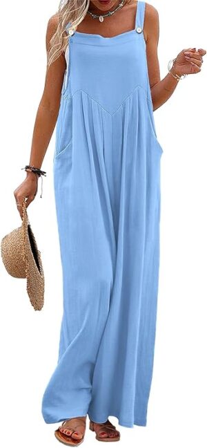 YESNO Women's Summer Casual Overalls Loose Wide