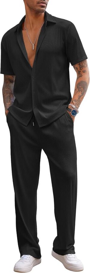 COOFANDY Men's 2 Piece Outfit Casual Short Sleeve