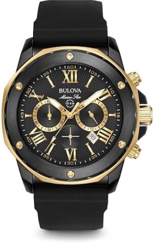 Bulova Men's Marine Star Series A Black and Rose