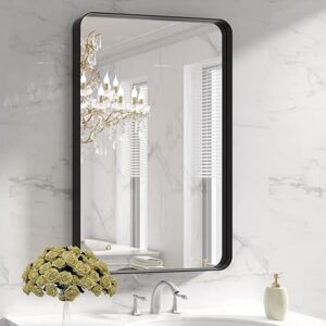 LOAAO Black Metal Framed Bathroom Mirror for