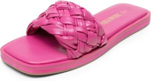 DREAM PAIRS Women's Square Open Toe Slide Sandals