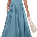ANRABESS Women Cap Sleeve Maxi Dress Summer