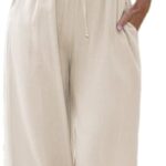 Faleave Women's Cotton Linen Summer Palazzo Pants