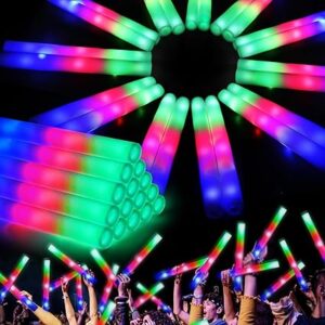 46PCS Foam Glow Sticks, Foam Light Up Sticks with