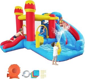6-in-1 Bounce House Inflatable Water Slide for