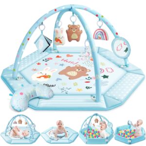 Baby Gym Play Mat, 8-in-1 Tummy Time Mat & Ball