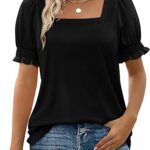 WIHOLL Tops for Women Summer Casual Ruffle Trim