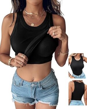CHICME Women Built-in Bra Tank Tops Sleeveless
