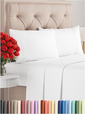 Queen Size 4 Piece Sheet Set - Comfy Breathable &