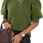 Women's Puff Short Sleeve Sweater Tops 2025