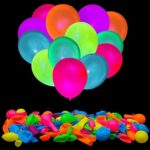 100 Pcs UV Neon Balloons ,Neon Glow Party