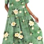 YESNO Women Casual Loose Bohemian Floral Dress