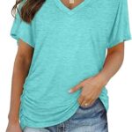 WIHOLL Womens Short Sleeve V Neck Dolman Tops