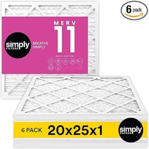 Simply 20x25x1 Air Filter, Merv 11, MPR 1000, 6
