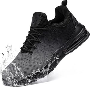 LARNMERN Mens Non Slip Work Shoes Slip On Water