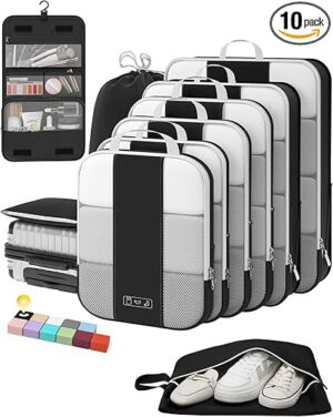 10 Set Compression Packing Cubes for Travel