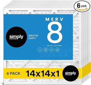 Simply 14x14x1 Air Filter, MERV 8, MPR 600, 6