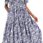 YESNO Women Casual Loose Bohemian Floral Dress