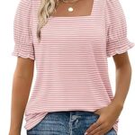 WIHOLL Tops for Women Summer Casual Ruffle Trim