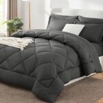 CozyLux Queen Comforter Set Dark Grey - Bed in a