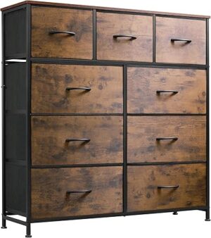 WLIVE 9-Drawer Dresser, Fabric Storage Tower for