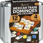 Mexican Train Dominoes Set with 4 Holders -