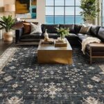 Black Farmhouse Washable 8x10 Area Rugs for
