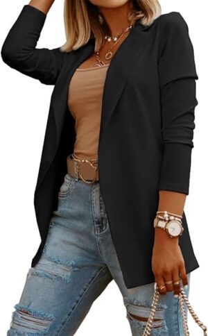 Womens Casual Long Sleeve Blazers Solid Color