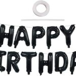 TONIFUL Black Happy Birthday Balloons Banner 16