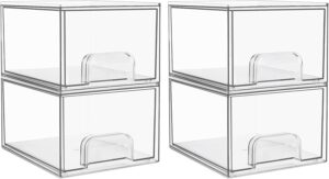 Vtopmart 4 Pack Clear Stackable Storage Drawers,