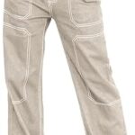 Dokotoo Women's Casual Mid Waist Cargo Jeans
