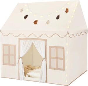 Kids Play Tent Indoor: with Mat, Tassel Garland,