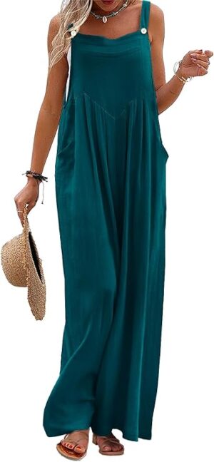 YESNO Women's Summer Casual Overalls Loose Wide