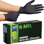 Inspire Black Nitrile Gloves HEAVY DUTY 6 Mil