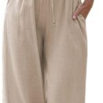 Faleave Women's Cotton Linen Summer Palazzo Pants