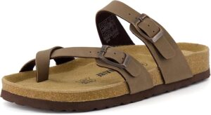 CUSHIONAIRE Women's Luna Cork Footbed Sandal With