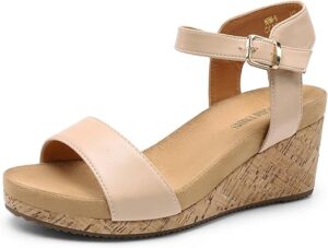 DREAM PAIRS Women's Open Toe Buckle Ankle Strap
