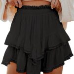 Flowy Shorts for Women Casual Boho Ruffle Tiered