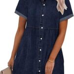 GRAPENT Denim Dress for Women Babydoll Tiered