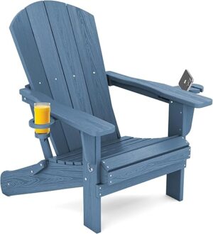 SERWALL Folding Adirondack Chair, HDPE Adirondack