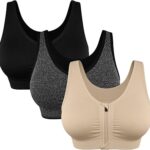 Women's Zip Front Sports Bra Wireless