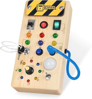 Montessori Wooden Busy Board with 8 LED Light