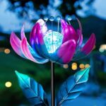 Solar Purple Metal Flower Wind Spinners, Colorful