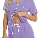 SWOMOG Womens Button Down Pajamas Set Short