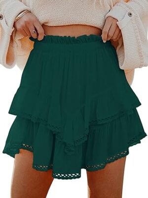 Flowy Shorts for Women Casual Boho Ruffle Tiered