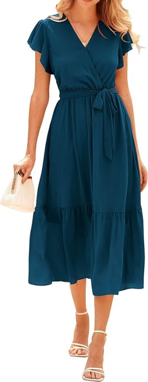 BTFBM Women Summer Bohemian Floral Casual Wrap V