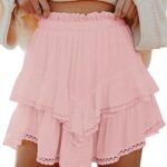 Flowy Shorts for Women Casual Boho Ruffle Tiered