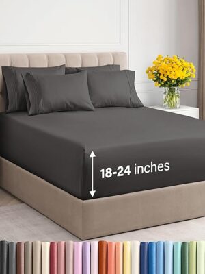 Extra Deep Queen Sheet Set - 6 Piece Breathable &