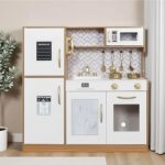 Wooden Play Kitchen Toy Set with Light, Kids